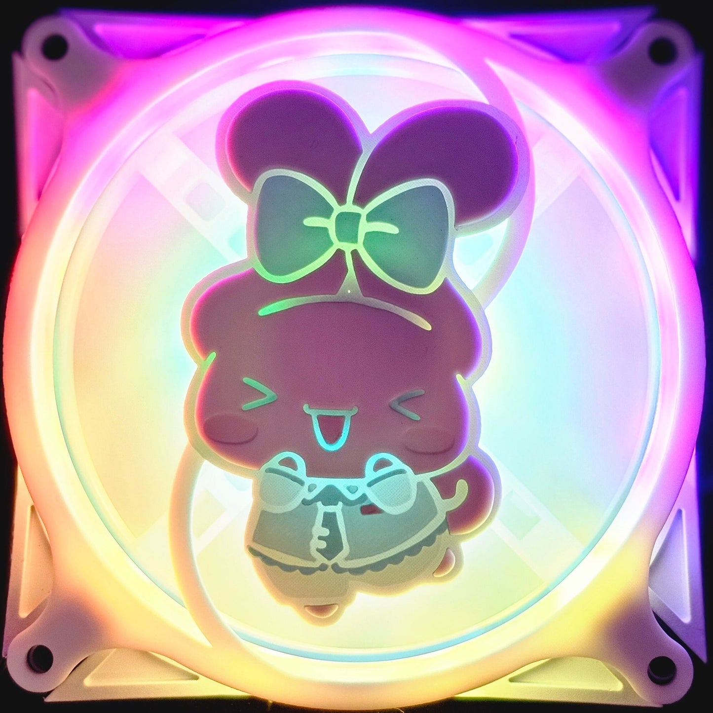 Hatsune Miku x Sanrio Cinnamoroll Custom 3D Printed Artisan Gaming Computer Fan Grill - Cinnamoroll Bow Edition -
