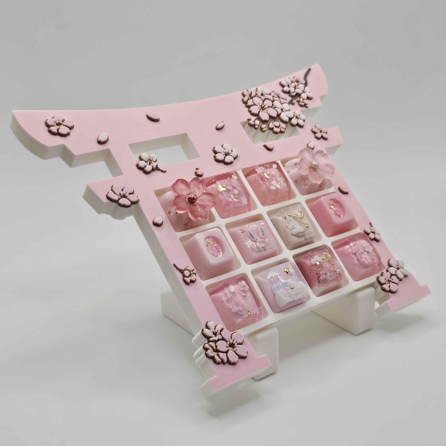 Japanese Cherry Blossom Sakura Torii Gate Custom 3D Printed Artisan Computer Keycap Display Tray (Keycaps NOT Included)