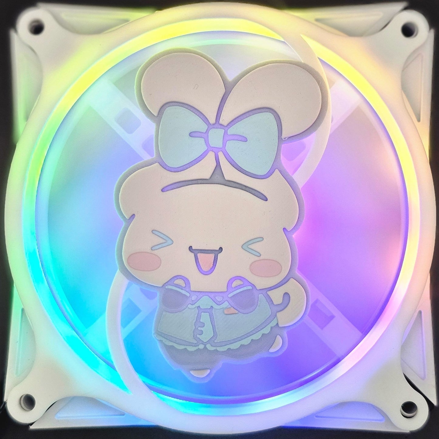 Hatsune Miku x Sanrio Cinnamoroll Custom 3D Printed Artisan Gaming Computer Fan Grill - Cinnamoroll Bow Edition -