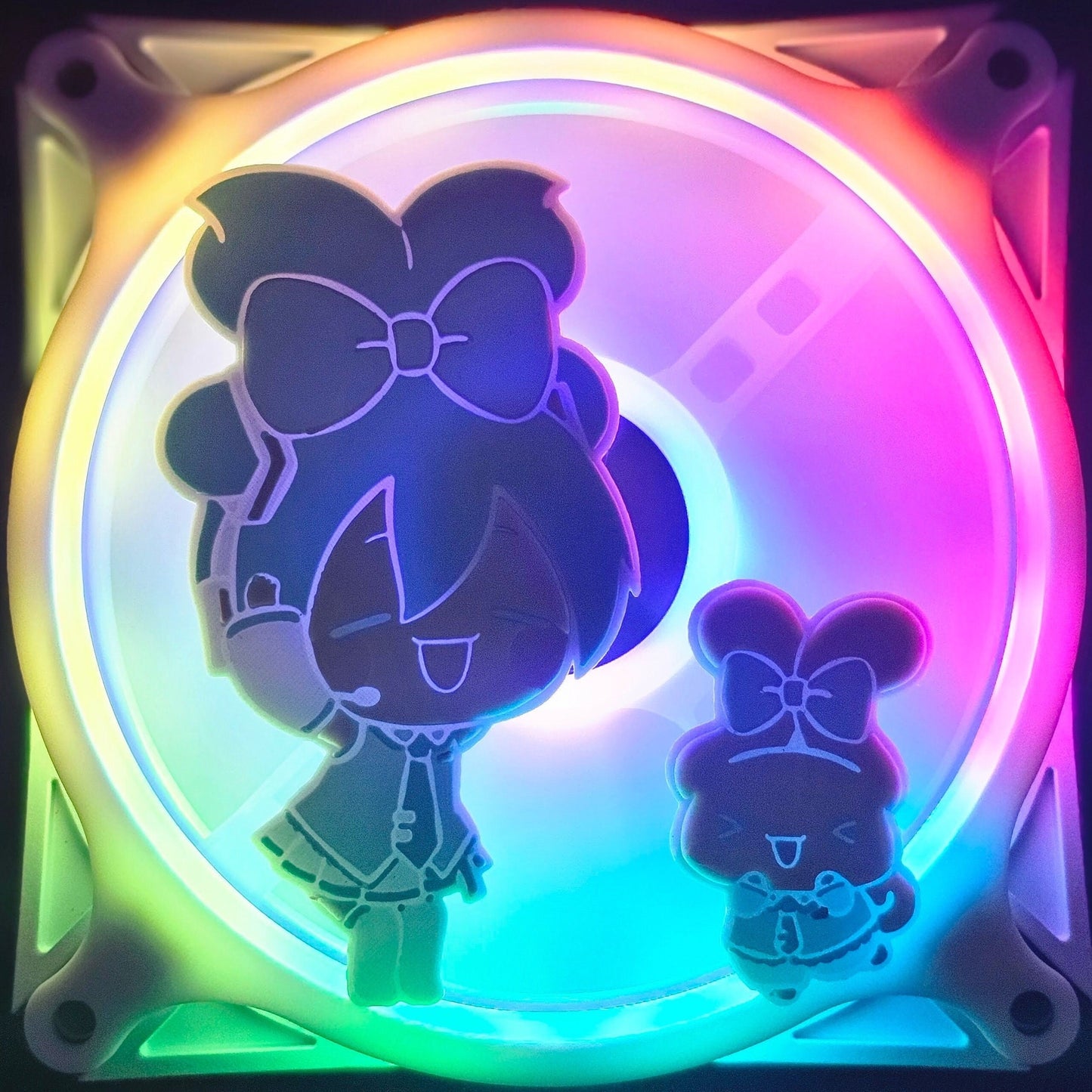 Hatsune Miku x Sanrio Cinnamoroll Custom 3D Printed Artisan Gaming Computer Fan Grill - Bow Pair Edition -