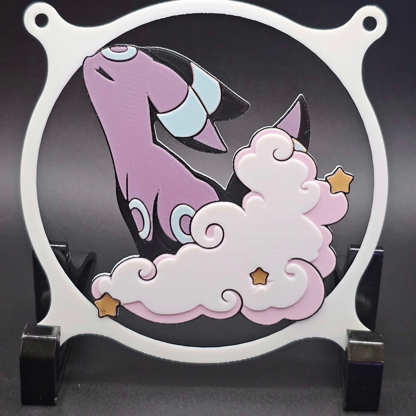Pokemon Umbreon Cloud & Stars Custom 3D Printed Artisan Gaming Computer Fan Grill - Shiny Edition -