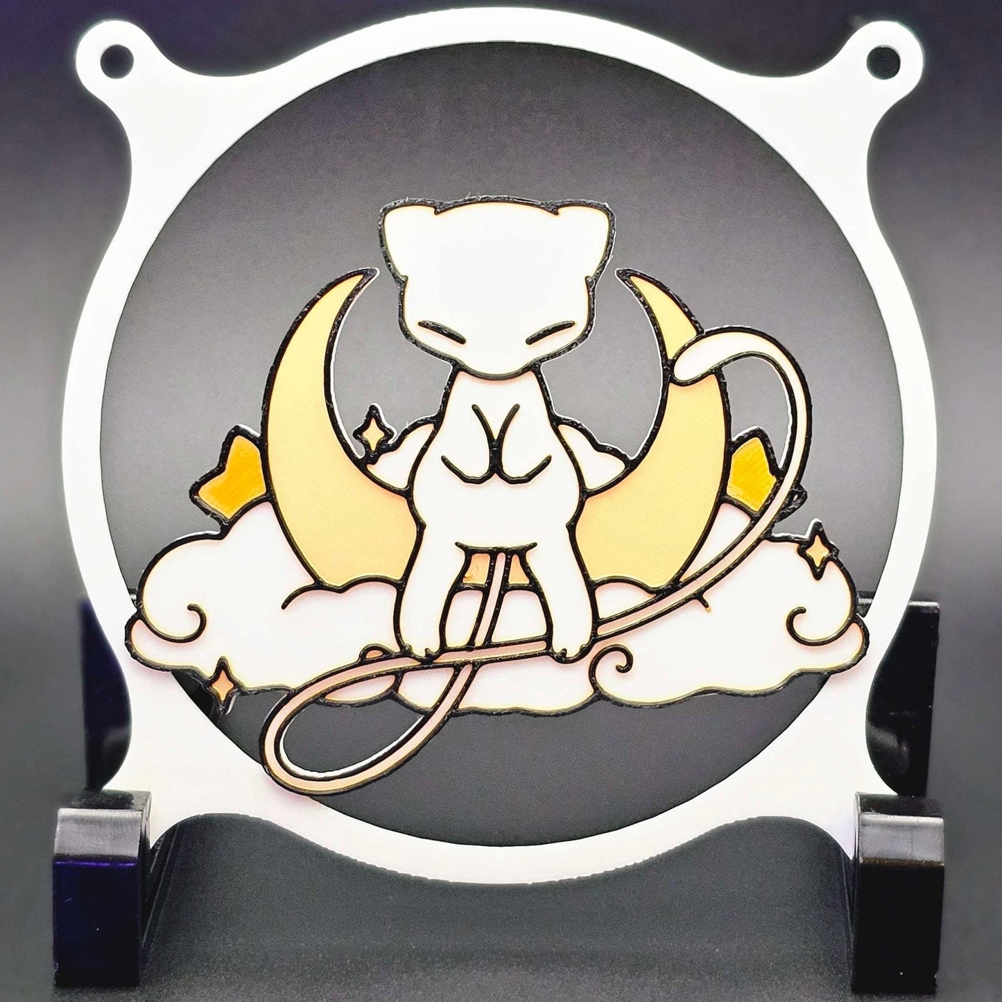 Pokemon Mew Custom 3D Printed Artisan Gaming Computer Fan Grill - Moonlight Edition -