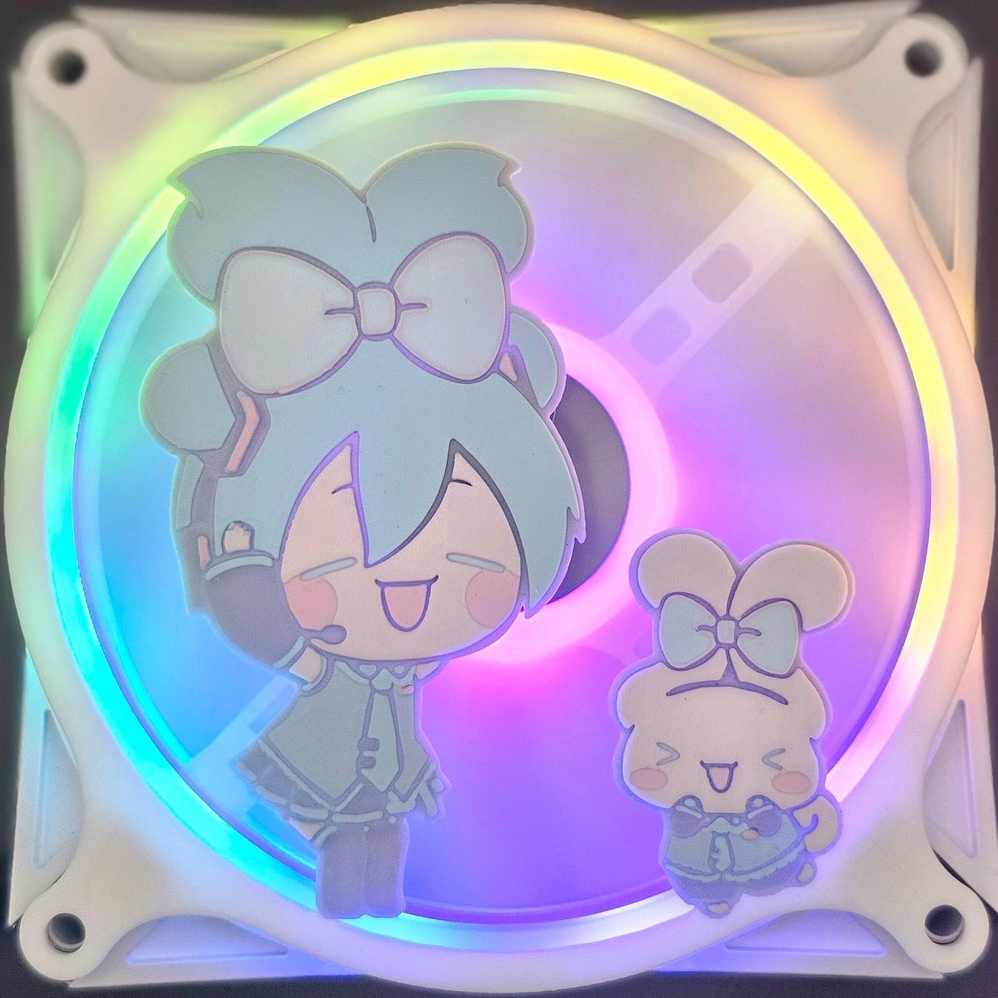 Hatsune Miku x Sanrio Cinnamoroll Custom 3D Printed Artisan Gaming Computer Fan Grill - Bow Pair Edition -