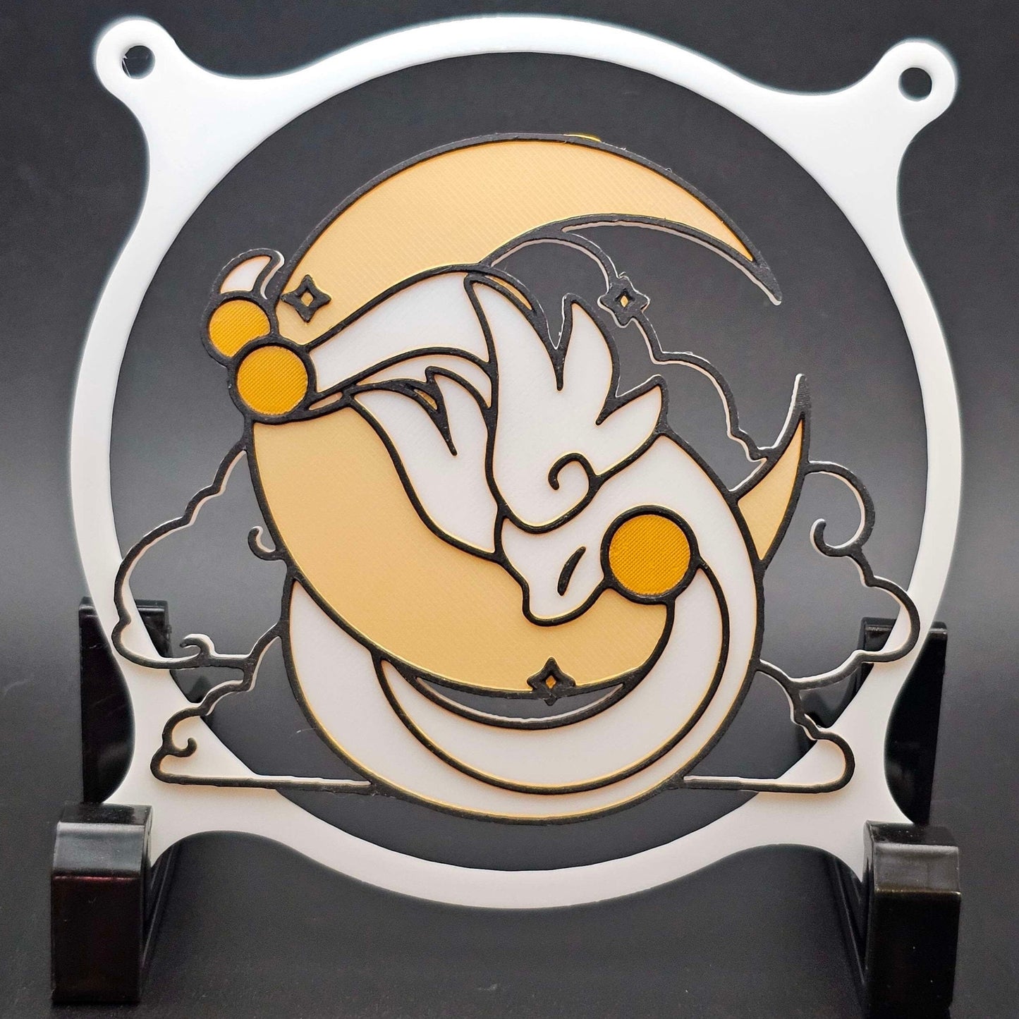 Pokemon Dragonair Moon and Clouds Custom 3D Printed Artisan Gaming Computer Fan Grill - Moonlight Edition -
