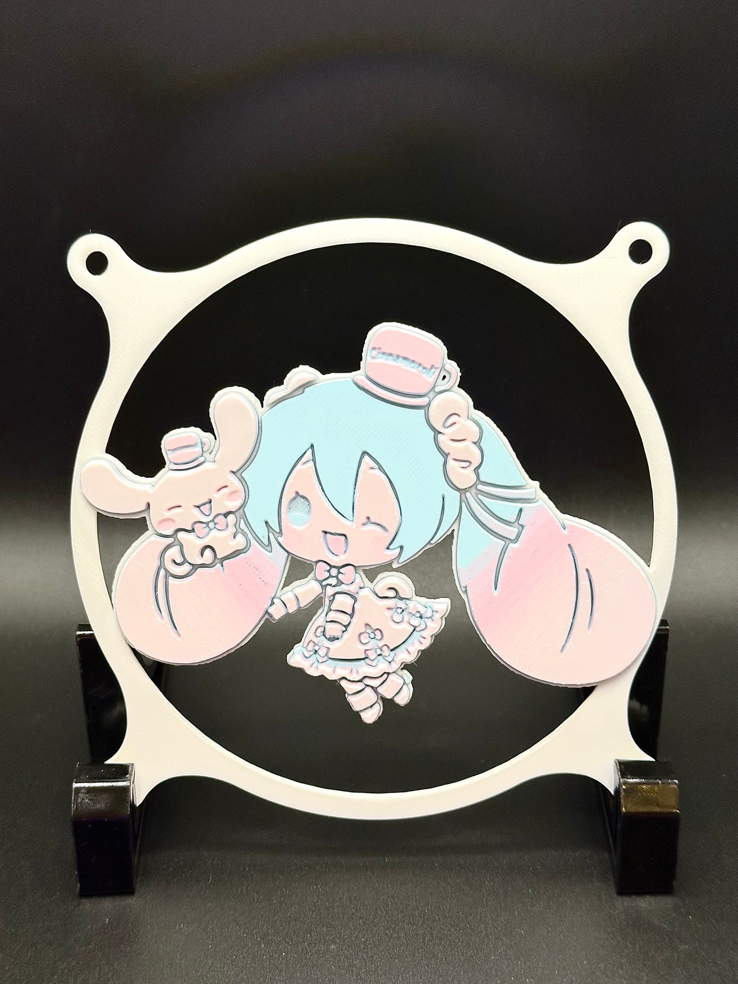 Hatsune Miku x Sanrio Cinnamoroll Custom 3D Printed Artisan Gaming Computer Fan Grill - Pastel Edition -