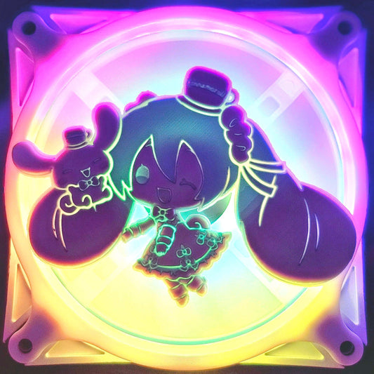 Hatsune Miku x Sanrio Cinnamoroll Custom 3D Printed Artisan Gaming Computer Fan Grill - Pastel Edition -