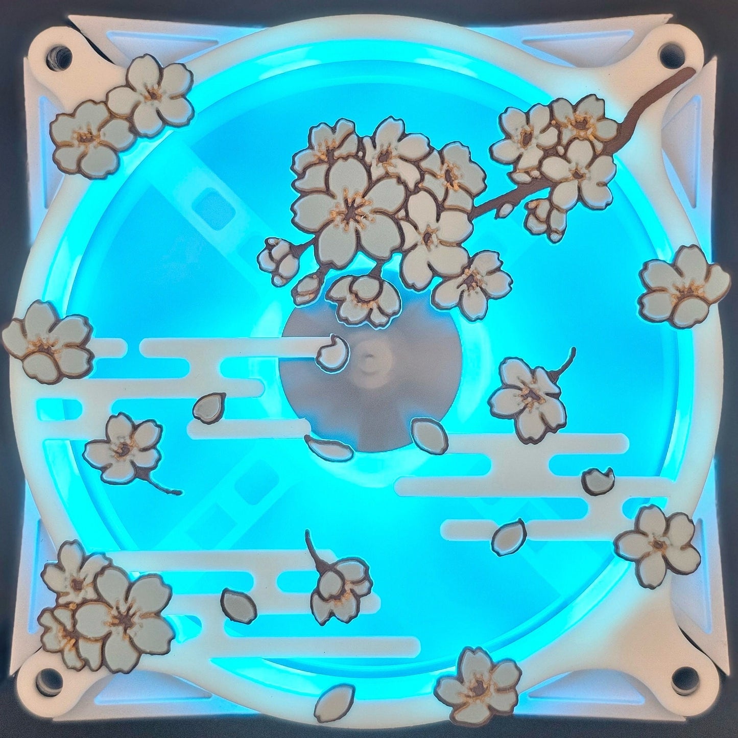Japanese Cherry Blossom Sakura Custom 3D Printed Artisan Gaming Computer Fan Grill