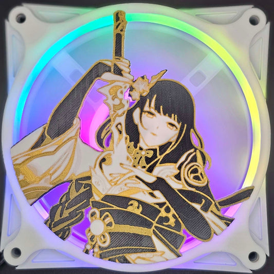 Genshin Impact Raiden Shogun Baal Ei Electro Custom 3D Printed Artisan Gaming Computer Fan Grill - Masterline Edition -