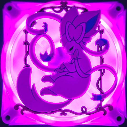 Pokemon Sylveon with Golden Frame Custom 3D Printed Artisan Gaming Computer Fan Grill