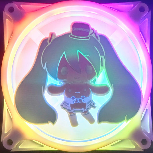 Hatsune Miku x Sanrio Cinnamoroll Custom 3D Printed Artisan Gaming Computer Fan Grill - Hugging Edition -