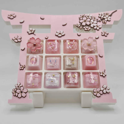 Japanese Cherry Blossom Sakura Torii Gate Custom 3D Printed Artisan Computer Keycap Display Tray (Keycaps NOT Included)