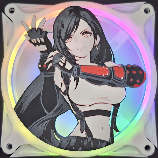 Final Fantasy VII FF7 Remake Rebirth Tifa Custom 3D Printed Artisan Gaming Computer Fan Grill