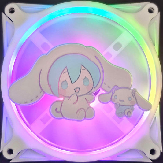 Hatsune Miku x Sanrio Cinnamoroll Custom 3D Printed Artisan Gaming Computer Fan Grill - Poncho Edition -